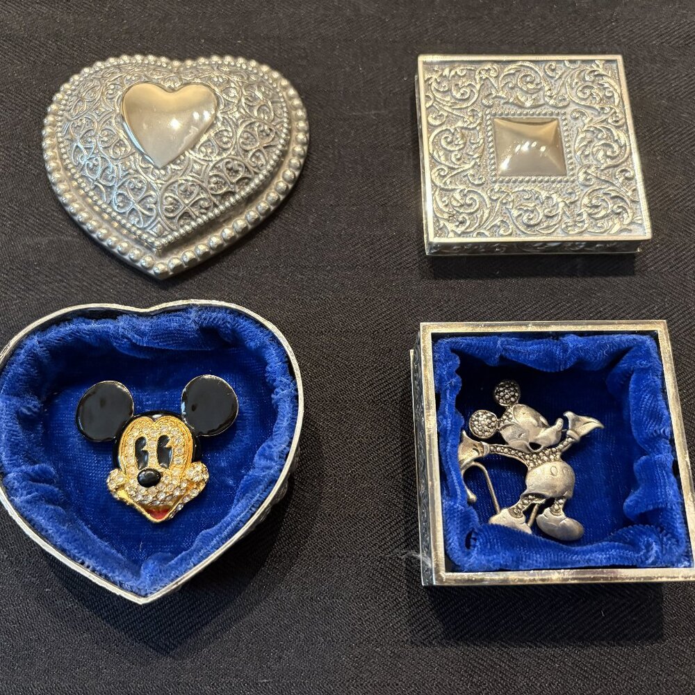 Vintage Mickey Mouse 2-pin set - 1 Napier, 1 unbranded